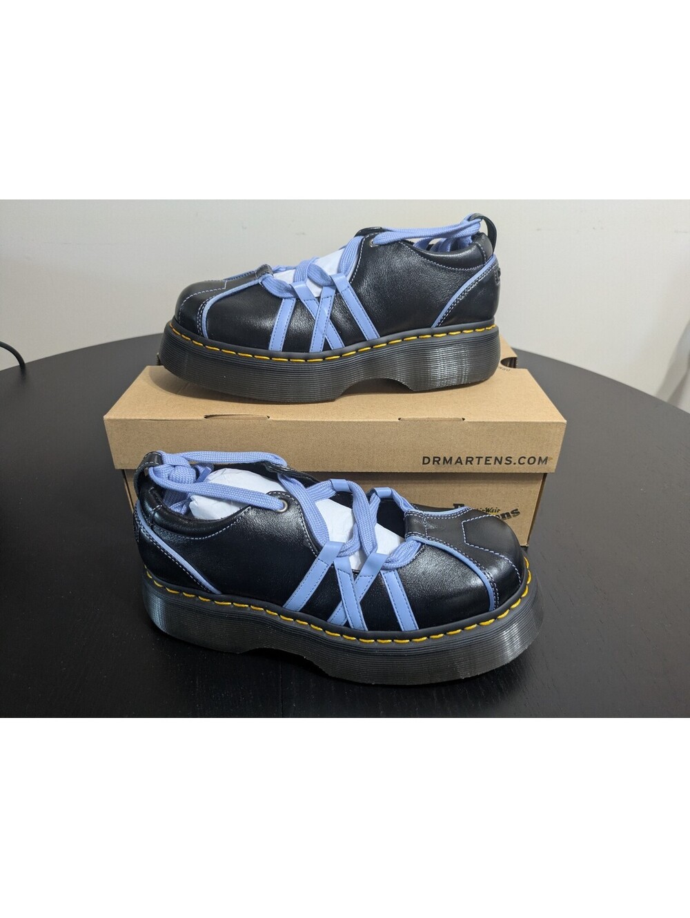 Dr. Martens Buzz Ballerina Milled Gloss Black Platform Shoes - Womens 8 - New